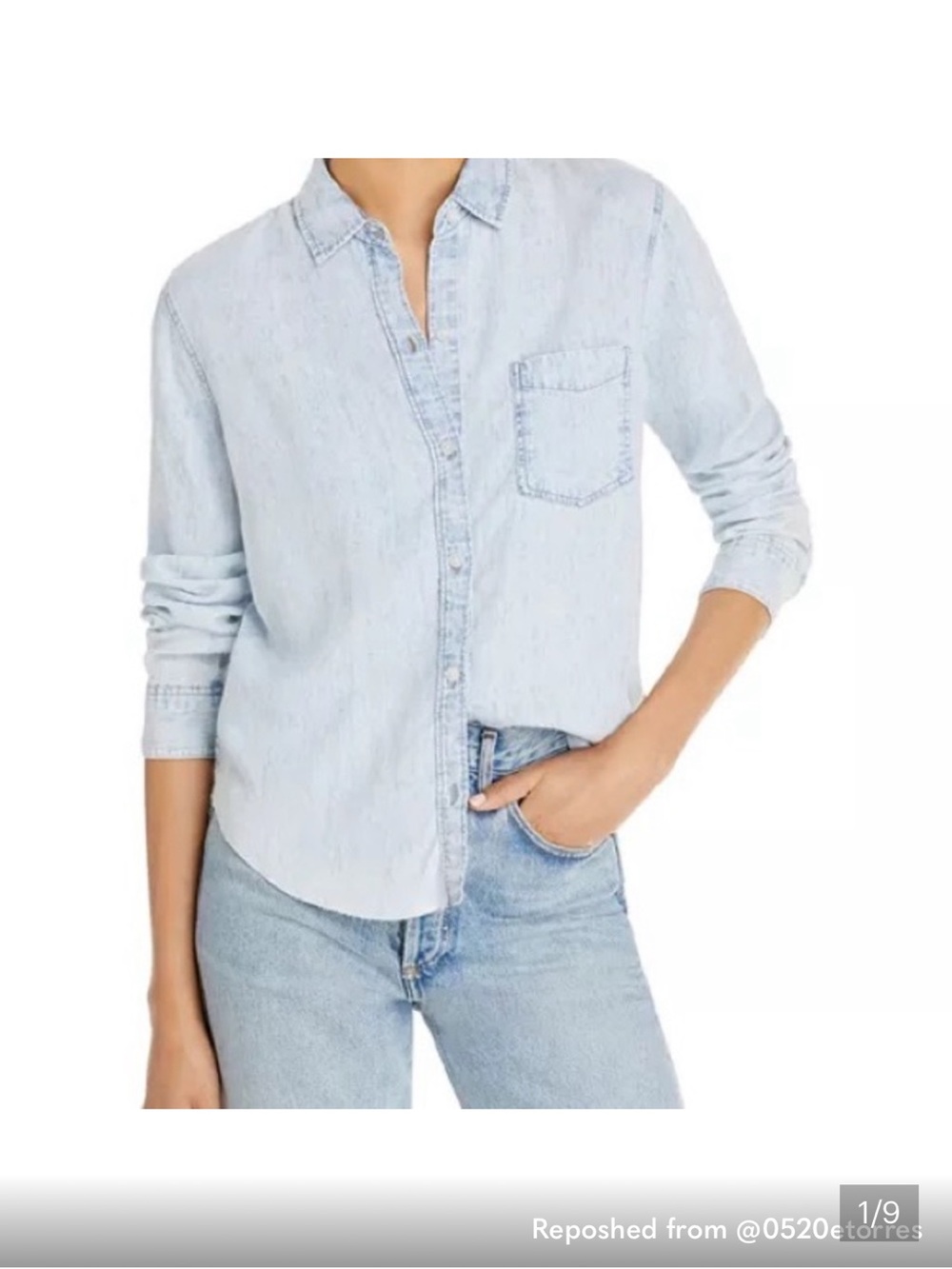 Rails Light Acid Wash Denim Button-Down Shirt - Pale Blue